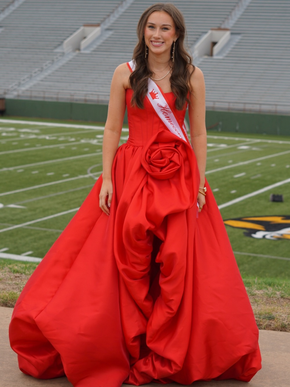 Sherri Hill Red Rosette Ball Gown